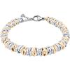 ParticolarModa Bracciale Donna regolabile nodini anellini lucido diamantato acciaio alluminio morbido 7 mm (Regolabile da 22 a 25 cm (x polso 19-21), Argentato/Dorato)
