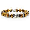 Handmade Bracciale con occhio di tigre Bracciale con perline Classe A+ Testa di Buddha in acciaio inossidabile da 8 mm (Strass di Buddha)