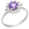 ELAMMO JEWELS ANELLO IN ARGENTO STERLING 925 CON AMETISTA VIOLA DA DONNA CON BORCHIE ZIRCONI CUBICI DI QUALITÀ AAA, MARCATURA 925, AMETISTA DELLA PIÙ ALTA QUALITÀ, ANELLO DICHIARAZIONE, ANELLO FIORE DI SOLE (10,5)