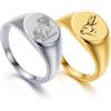 Ihanskio Anello con foto personalizzato Fascia quadrata larga per coppia Migliori amici Famiglia Modelli personalizzati Testo inciso Promessa Regalo di compleanno Acciaio al titanio (Multicolore-10mm-1PC)