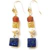 Handmade Collezione Primavera Estate 2023 - Le perle perdute dell'antico Egitto - Grandi perle barocche 10-11.5mm & Lapis Lazuli su ganci in rame placcati in oro stile vintage