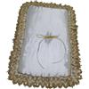 Generic NATALE CUSCINO BIANCO IN RASO CON FRANGIA ORO 27 x 20 cm. PER BAMBINELLO PRESEPE, ARTIGIANALE, 1 MISURA