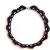 Handmade collana da donna, Gioielli all'uncinetto, girocollo di pizzo con cristalli di vetro, nero e giallo, Made in Italy, Bijoux da donna, Lavorazione Artigianale