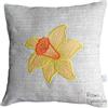 Generico Cuscino Arredo in Policotone Pesante - Federa Decorativa con Narciso Giallo Ricamato - Zip Nascosta, Simbolo di Prosperità - Quadrato, 42x42 cm, Fatto a Mano