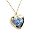 Handmade Generico BeFloral Collana Donna Cuore Portafoto in Acciaio Inossidabile Oro con Fiori Veri Nontiscordardimè Azzurri, Ciondolo Apribile 2,5 cm, Catena 45+5 cm, Idea Regalo