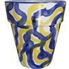 Ceramiche Angela Rinaldi - Vaso in Ceramica di Vietri dipinto a mano blu Maiolica Design Terracotta Coccio Cachepot (Altezza cm. 15, diametro cm. 13, fantasia)