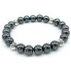 Generico Bracciale Azteco Unisex in Ematite Naturale, con Sfere in Metallo, Pietre Dure Naturali, Elastico 19cm, Fatto a Mano