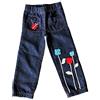 Generic Pantaloni jeans decorati da bambina, jeans con applicazioni, fiori e farfalla. Idea regalo bambina. ARTICOLO ORIGINALE UNICO MOMpATchWORK