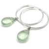 Generico Orecchini con Cerchi in Argento 925 e Fluorite, Pendenti Gocce Verde Acqua, Diametro 30 mm, Gioielli Minimalisti, Bijoux Pietre Naturali