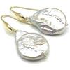 Generico Orecchini con Perle Barocche Bianche Naturali, Pendenti in Vermeil Oro Giallo Italiano, Gioielli Classici, Bijoux Matrimonio, Regalo