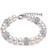 PSS Bracciale in argento 925 con perle bianche a bottone grado AAA firmato Desja