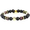 PSS Bracciale uomo donna unisex con pietra dura naturale onice nero e tormalina con argento 925 | HELLIN