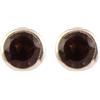 Handmade Minimalist Smoky Quartz Stud Earrings Faceted Round Stone 925 Sterling Silver Tiny Stud Jewelry