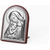 Albalù Bomboniera Icona Sacra maternità Mini 3x4 cm ad Arcata - Argento Laminato con Retro in Legno da Appoggio - Quadretto Sacro Made in Italy