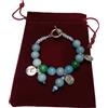 Generic Bracciale ciondolo acquamarina agata verde Chiusura Toggle elstico braccialetto pietre regalo chakra energia positiva azzuro mare