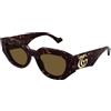 GUCCI Womens GG1421S Sunglasses, Havana Brown, 51
