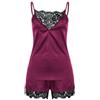 CABULE Indumenti da Notte da Donna in Raso Sexy Pigiama in Pizzo Set Femminile Elegante Top Senza Maniche e Pantaloncini Abito da Notte Pj Set Intimo-Fucsia-S