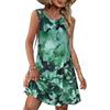 elescat Abiti estivi da donna da spiaggia bohémien, senza maniche, vintage floreale, svolazzanti con tasche, magliette, canotte, prendisole, Verde floreale., 3XL