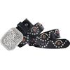 OBASDFD Cintura Da Uomo Con Borchie Di Strass, Rivetto Punk In Metallo, Intarsio Pietre Preziose, Fibbia Cava A Forma Fiore, Cinturino In Vera Pelle Largo 38 Mm(Black,115cm/waist:38~40)