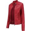 Hiser Giacca Corta da Donna in Pelle PU Giacca Tasche con Cerniera Vintage Cappotti Manica Lunga l'autunno e l'inverno Bike Motocicletta Giacchetto Jacket (Rosso,M)