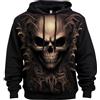 Rrongwn Felpa con cappuccio da uomo per Halloween, con stampa 3D, teschio, stampa di teschio, stile street fashion, stampa in 3D, felpa con cappuccio in cotone, comoda, giacca in pile, costume da
