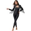 TiaoBug Tuta Intera da Pattinaggio Artistico Donna Body Danza Classica Ginnastica Ritmica Jumpsuit Sportiva da Balletto Allenamento Tutina Bodysuit con Nappe Strass Dancewear Nero S