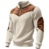 DUHGBNE Felpa Cerniera Uomo Felpa da Uomo in Tessuto Nido d'Ape con Polsini Elasticizzati Design Minimalista Senza Cappuccio per Leggera Cotone
