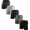 Generic Boxer da uomo, confezione da 5 mutande a gamba lunga, aderenti, in cotone elasticizzato, tinta unita, comode mutande sportive da uomo, non graffiano, retrò, BK1, L