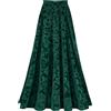 Vxuxlje Gonna Lunga in Velluto Donna Jacquard Vintage Gonna Plissata Eleganti Abiti da Sera Verde L