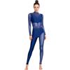 MSemis Tuta Intera da Pattinaggio Artistico Donna Balletto Body Danza Classica Moderna Manica Lunga Ballet Leotard Body Ginnastica Ritmica con Strass Dancewear Blu reale S