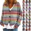 Nidddiv, cardigan da donna, elegante, con scollo a V, a maniche lunghe, con bottoni, con stampa floreale, giacca invernale, maglione sciolto, cardigan casual, con fiori, Verde2, L