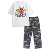 Stranger Things Pigiama da Uomo White Logo a Maniche Corte e Gambe Lunghe | Abbigliamento da Notte retrò per Dormire e Rilassarsi | con Design iconico della Serie TV Merchandising