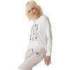 JADEA Pigiama Donna Cotone Pantalone Lungo Maglia Manica Lunga 3299 (IT, Testo, S, Regular, Regular, Standard, Panna)