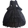 Caxndycing Abito da ballo da donna, medievale, a maniche lunghe, a tromba, con volant, stile rococò, Lolita, maxi abito con scollo quadrato, lunghezza a terra, stile vintage, gotico, linea ad A, con