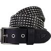 Lowlife of London Belts - Cintura in pelle termoretraibile a 5 file di piramide, con borchie, punk, gotico, rock, con rivetti a cinque file di borchie in metallo, per uomini e donne, Peltro nero, 40