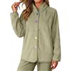 Foweknow Vestaglia da donna spessa camicia di flanella, pigiama invernale in peluche, biancheria da notte, comodo e morbido bottone, con colletto alto, in pile, basic tinta unita, verde, XL