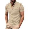 Generic Maglia Uomo Manica Corta Casual Magliette Uomo Manica Corta Regular Fit T Shirt Uomo 2024 Estate a Maniche Corte Polo Uomo Manica Corta Cachi L