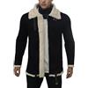 Generic Giubbotto Con Pelliccia Uomo - Giacca in pelle da taglie forti foderata invernale casual in montone shearling collo finto cappotti termici (Black, L)