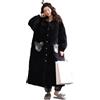 LVTFCO Tre Strati di Cotone Sandwiched Pigiama Femminile Inverno Velluto Corallo Vestaglia Lunga Sezione Ispessita Cotone Giacca Homewear Suit,Black-XXL