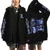 RWRAPS Anime Death Note Cerniera Felpa Giapponese Manga Grafica Unisex Felpa con Cappuccio e Zip Giacca Casual Manica Lunga Streetwear Coat