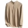 Vsadsau Pullover da uomo in cashmere con cerniera 100% cachemire maglieria casual da lavoro maglione di base Top, Lighttan, L