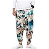 ShallGood OranDesigne Uomo Harem Pantaloni Estate Casual Baggy Leggero Traspirante Tinta Unita Lino Lungo Pantaloni con Coulisse Nero Large