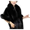 LaoZan Donna Parka Faux Fur Pelliccia Ecologica Cappotto Giacca Corta Cape Invernale One Size Nero