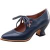Generisch Scarpe stringate con tacco alto, taglie forti da donna, Blu, 41 EU Stretta