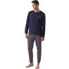 RAGNO Pigiama Uomo Interlock Caldo Cotone Invernale Manica Lunga Collo Serafino e Taschino Pantaloni con Polsini Articolo U533N1, 104MF Fantasia Fumo Melange, 50