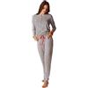 LOVABLE Pigiama in cotone sottile, grigio taglia L, Strisce grigie, XXL