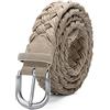 Elegantyl Cintura da uomo in pelle scamosciata con cintura intrecciata in corda di cera Fibbia argentata senza fori Cinture da lavoro manuale in tessuto di cotone, Blu, 130cm
