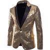 SUIBOZ Giacca da uomo slim fit Shinny paillettes un bottone blazer a maniche lunghe smoking giacche per matrimonio festa ballo, Oro, S