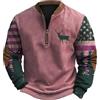 Generic Felpa da uomo con cerniera e stampa mimetica occidentale per appassionati di caccia felpa 1/4 zip up patchwork maglione da uomo a blocchi felpe invernali autunnali, rosa, XXL