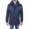 Mat Sartoriale Giaccone Giubbotto Uomo Sartoriale Blu Slim Fit Invernale Giacca Soprabito Elegante con Gilet Interno (XL)